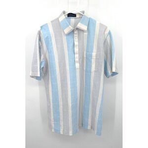 VTG Countess Mara Shirt Men's Blue White Polo Preppy Casual Sz L
